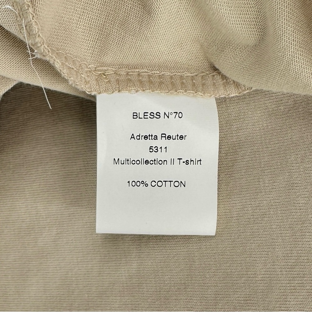 NWOT BLESS Beige Gray Multicollection II Loose Fit Oversized Cotton T-Shirt Tee - Picture 7 of 8